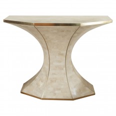 Tessellated stone demilune console